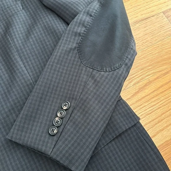 Boss plaid wool sport jacket in grey/black check